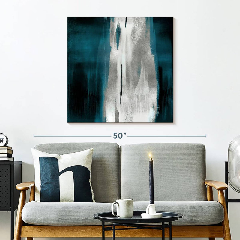 Free Fall Teal With Silver I, 30" H x 30" W