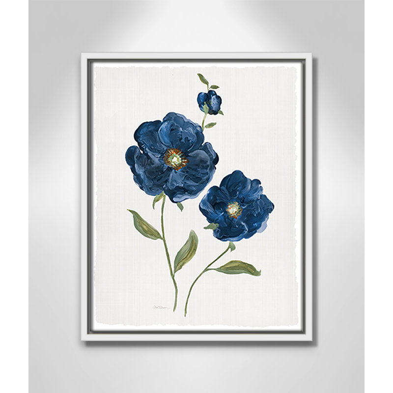 «Blue Poppies Print» par Carol Robinson, H 15,5 po x l 12,5 po x P 2 po, Blanc