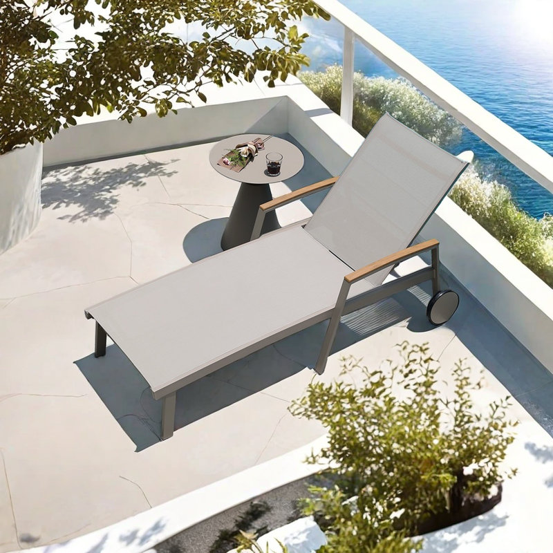 Outdoor Metal Chaise Lounge Set with Table