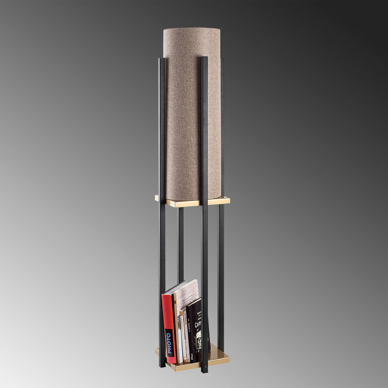 9.83'' Column Floor Lamp, Brown, Gold
