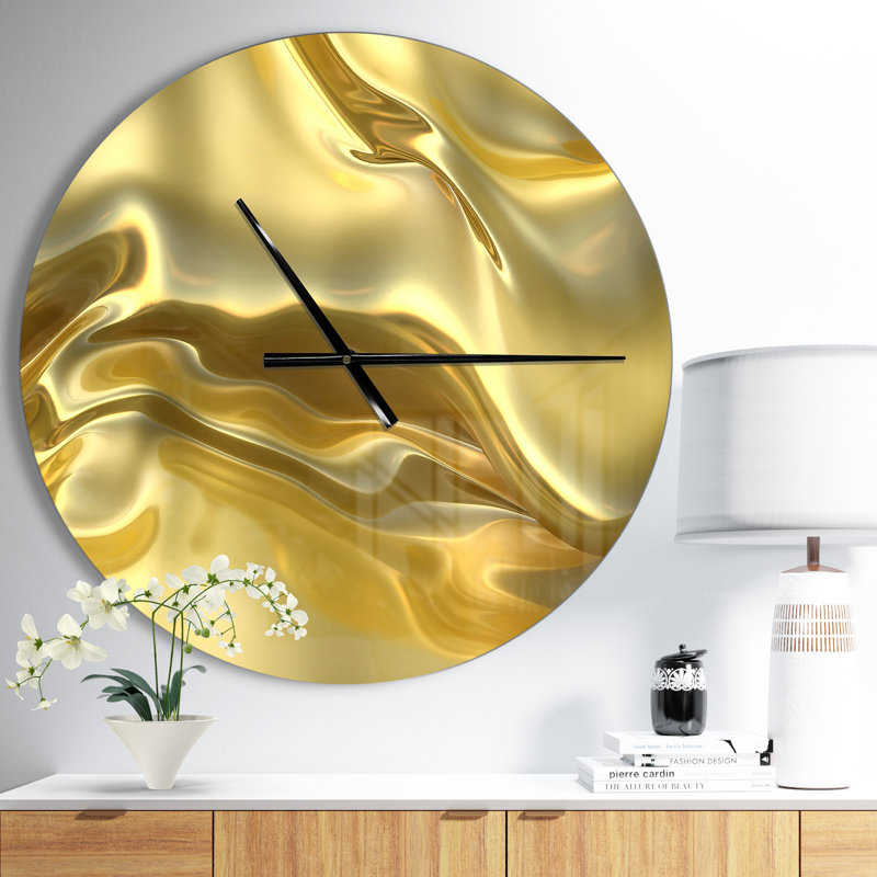 Golden Cloth Texture - Modern Wall Clock, Medium
