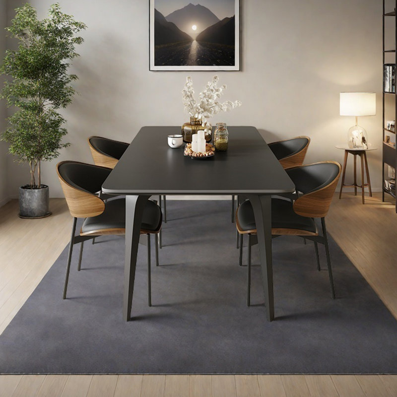Table de salle à manger en ardoise noire pure, H 29,52 po x L 55,11 po x l 31,49 po