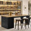 Table basse de bar 39,37 "de hauteur industrielle et à hauteur de comptoir pour la cuisine, le bistro, le bar maison, noir et brun