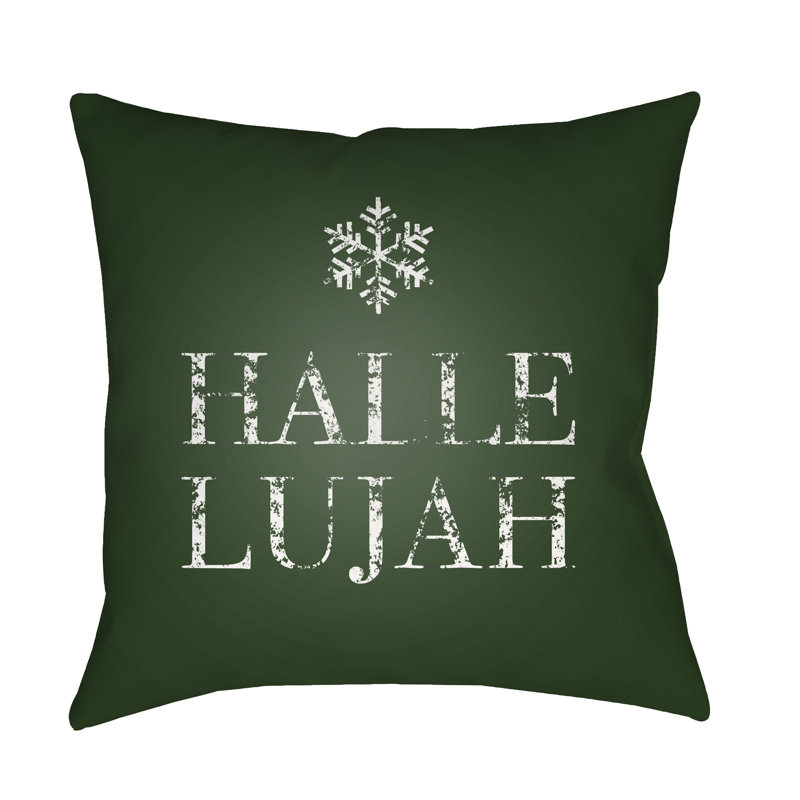 Hallelujah Indoor/Outdoor Throw Pillow, 18" H x 18" W x 4" D, Black