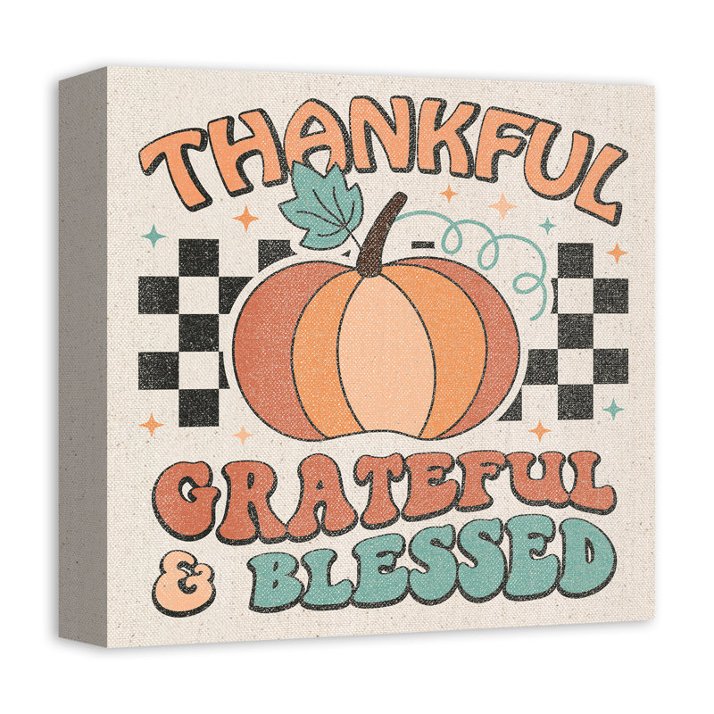 Thankful Grateful Blessed Check Canvas Print