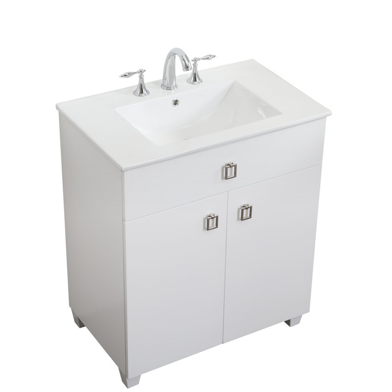 Brandon 30 " W Freestanding Standard 1 Single With Ceramic Top, White