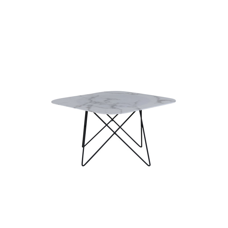 Lancaer 80cm Glass Top Console Table, White, Black