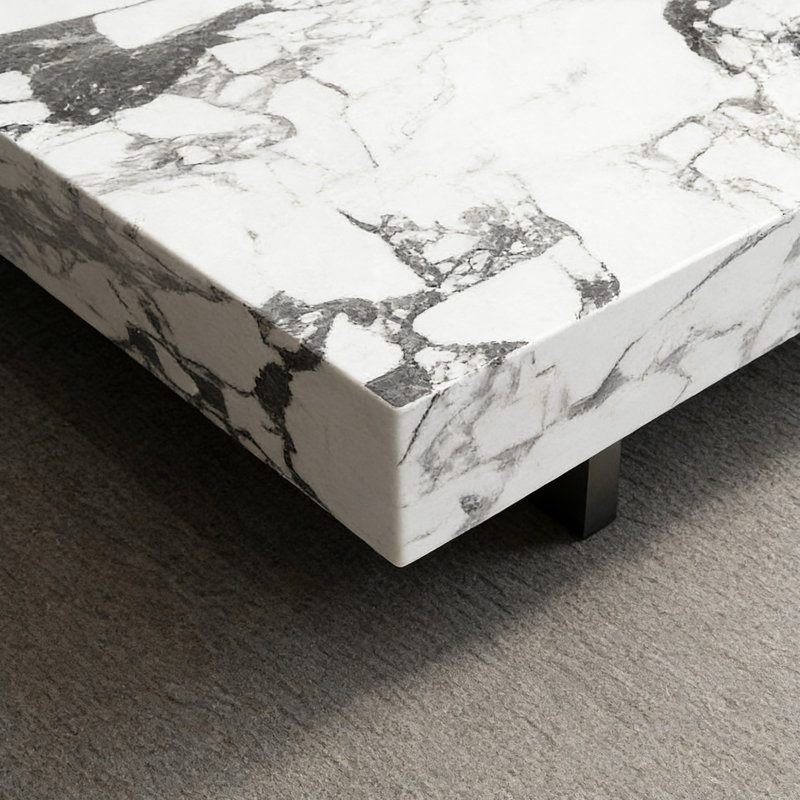 Table basse Minimalist Home, H 11,81 po x L 31,49 po x l 31,49 po, Blanc/Noir