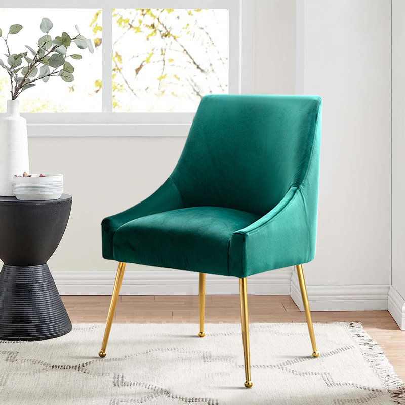  Chaise d'appoint rembourrée Krafick, Velours vert