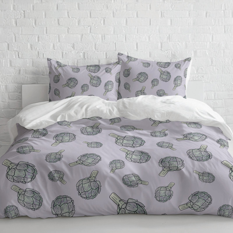 Summer Artichoke 3- Piece Decorative Lightweight Comforter Set, Lavender, Queen