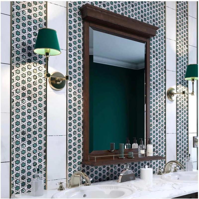 1 in. x 1 in. Honeycomb Glossy Tile, Green