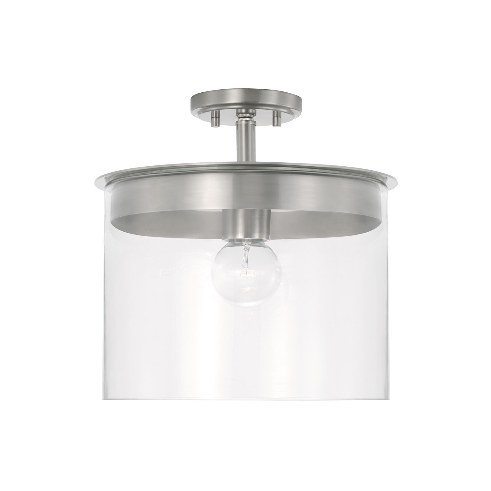 Elstone Single Light Glass Dimmable Pendant, Brushed Nickel