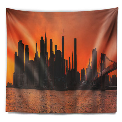 Tapisserie avec accessoires suspendus en polyester silhouette de l’de manhattan