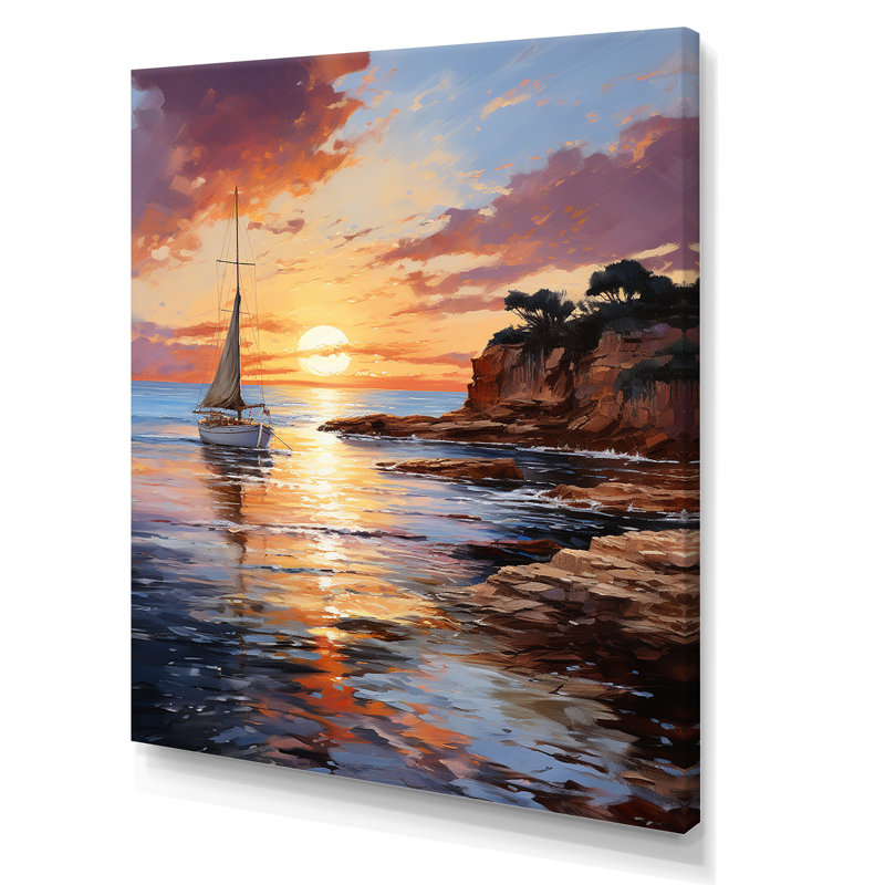 «Espagne Sunset at Ibizas I», reproduction d'art sur toile, H 32 po x l 16 po x P 1 po, Toile tendue