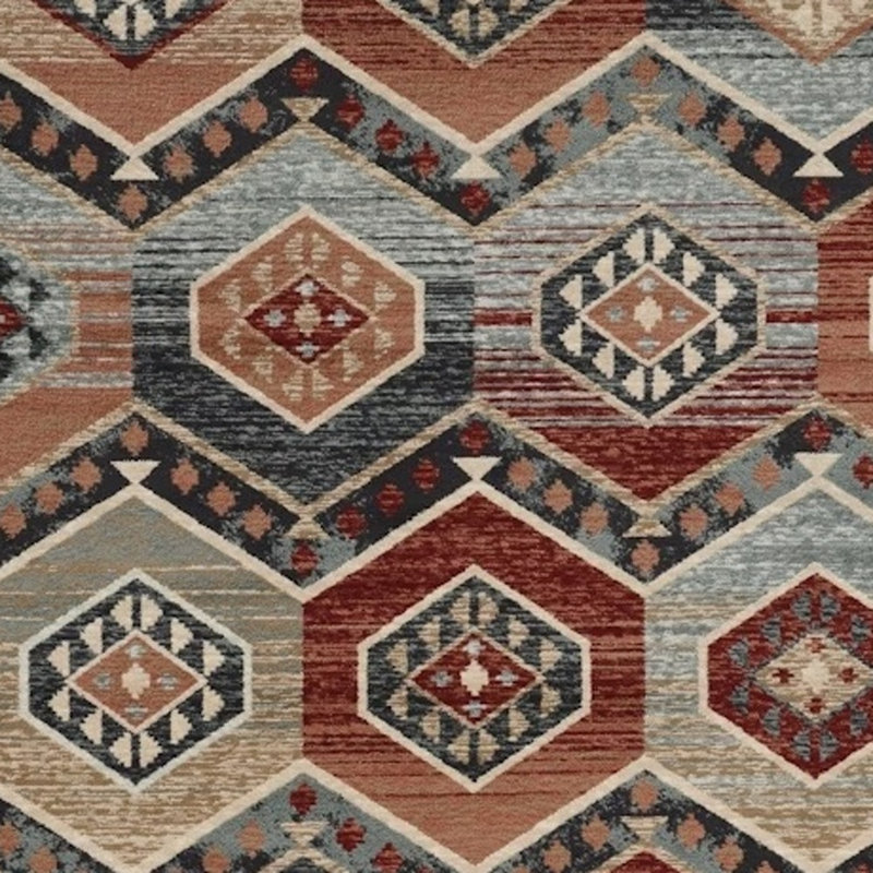 Tapis géométrique rouge et orange 9 pi x 12 pi
