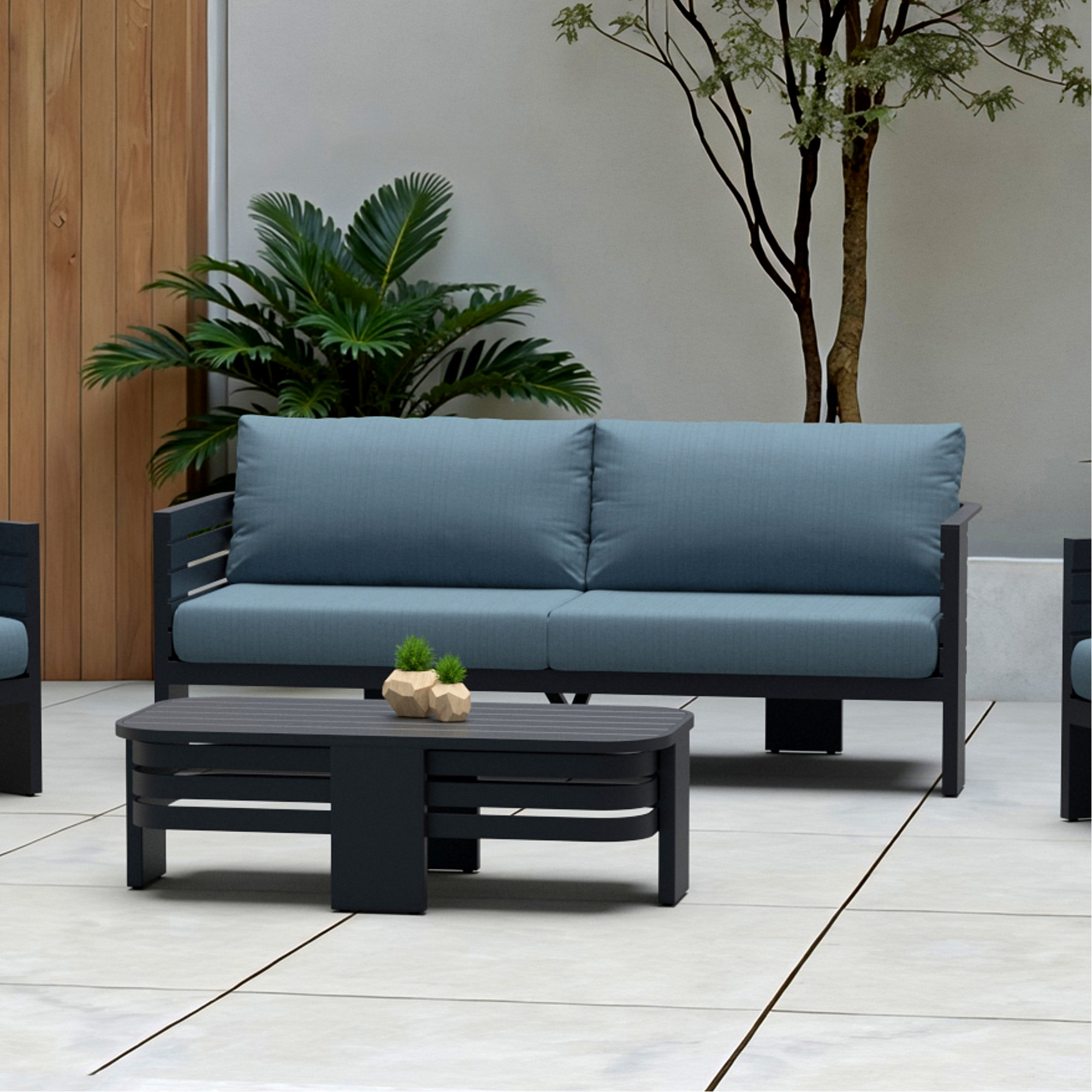 Ari 80In Outdoor Patio Sofa, Spectrum Denim