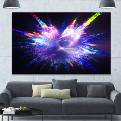 « blue explosion of paint gouttes », impression sur toile tendue