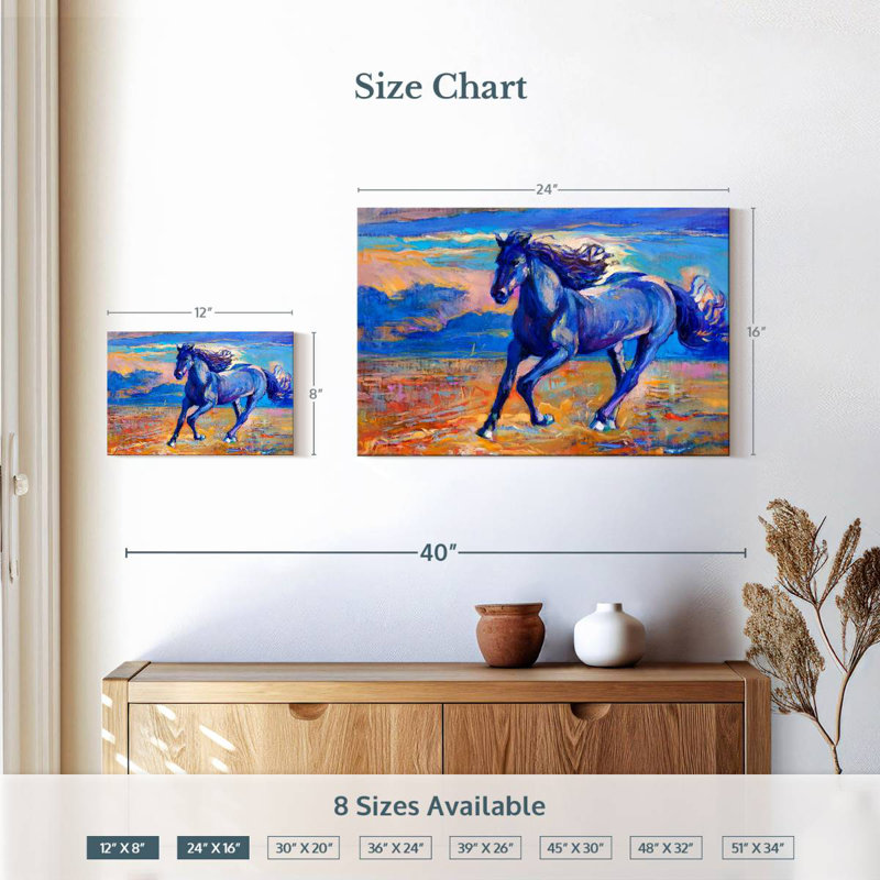 Brampt Blue Horse, 16" H x 24" W
