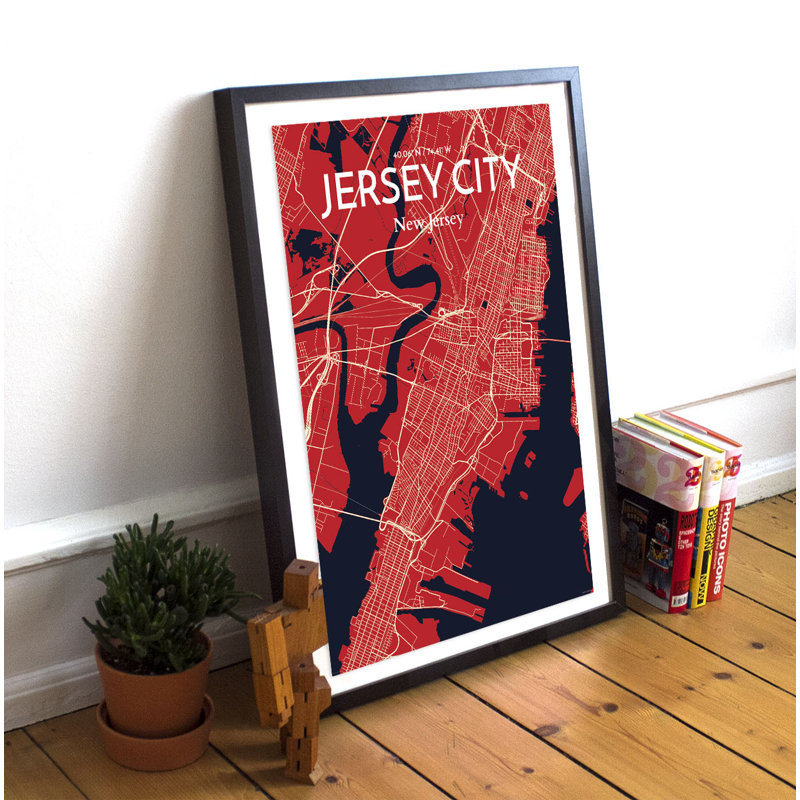 Jersey City Map - No Frame Print, 43.2cm H x 27.9cm W x 0.13cm D