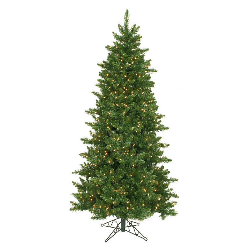 Arbre de Noël mince avec pin pré-éclairé, H 7,5 pi