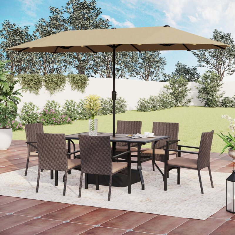 Leonard 6 - Person Patio Dining Set with Rectangular Table , Cushions Included