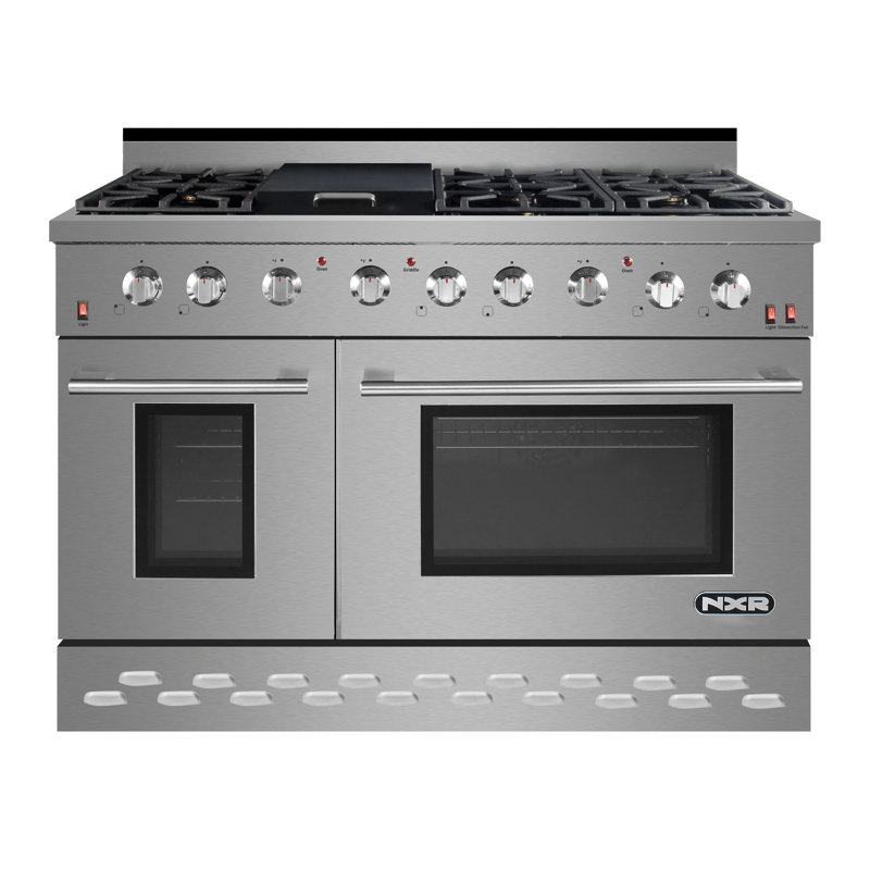 Cuisinière à gaz autoportante 48 pouces 7,2 pieds cubes avec plaque chauffante