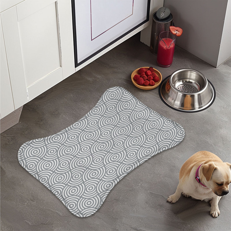 Grey Polka Dots - 1 Piece Bone Shape Feeding Mat