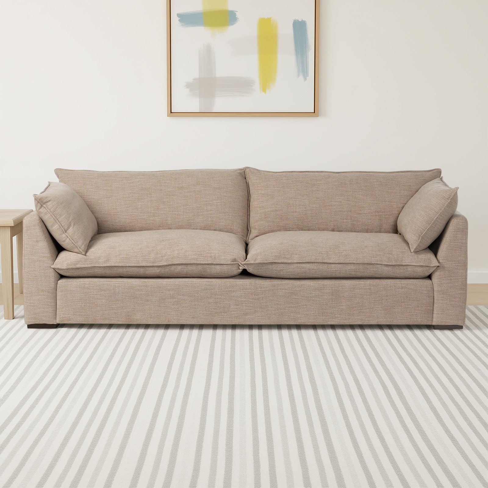 Hestia 108'' Upholstered Sofa, Laken Stone Polyester Blend