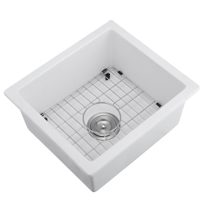 Évier à quartz encastrable de 18 po x l 16 po - Aspect rouille et moderne avec grille et crépine pour la chaleur d'apparence 18 po x 16 po avec ensemble inférieur
