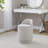 18" Upholstered Vanity Stool With Swivel In Grey Fabric-665496897