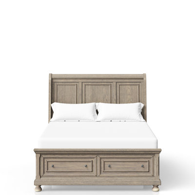 Antique Gray Queen Sized Storage Bed And LongLasting Build Two Drawers LongLasting