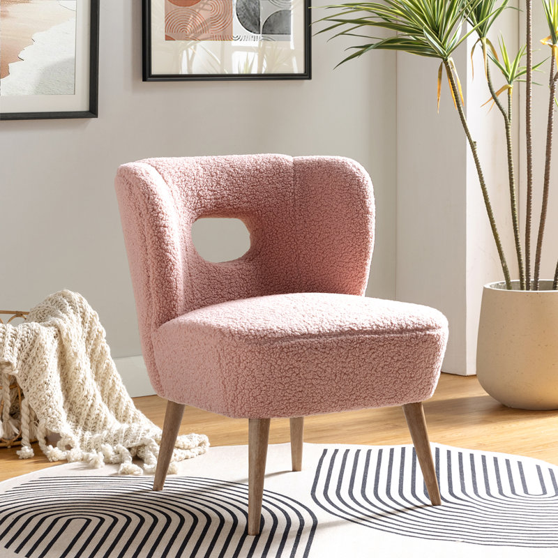 Chaise d'appoint rembourrée en bois Corinne, Polyester rose