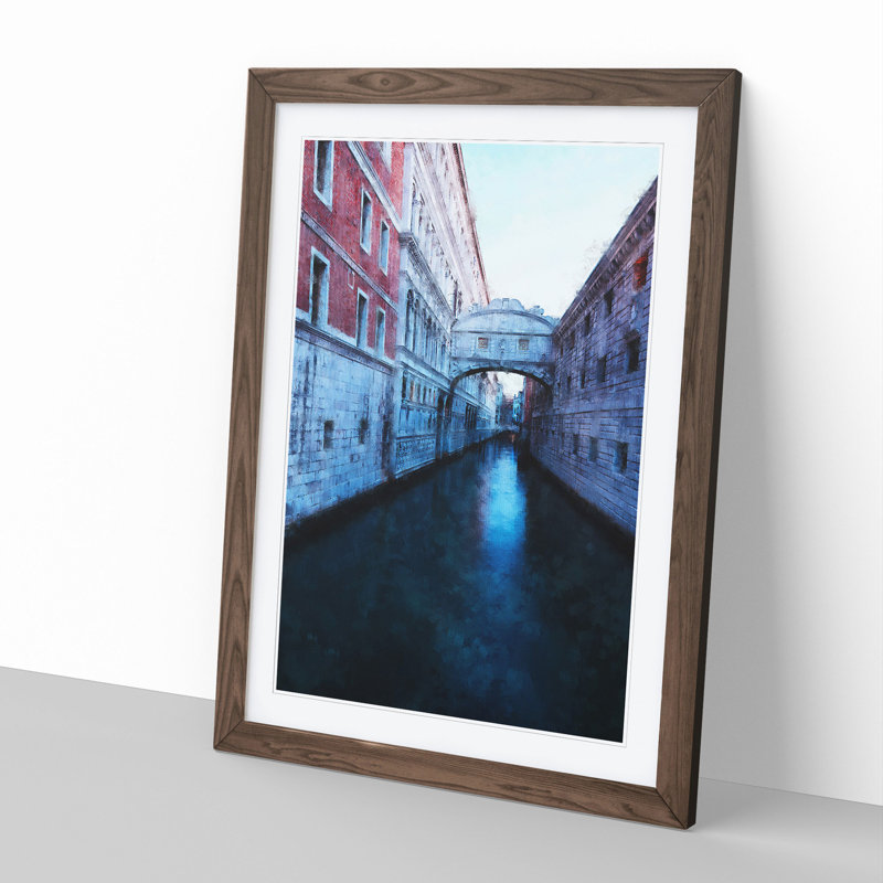 Bridge of Sighs in Venice Italy - Picture Frame Painting, 36cm H x 27cm W x 2cm D, Walnut