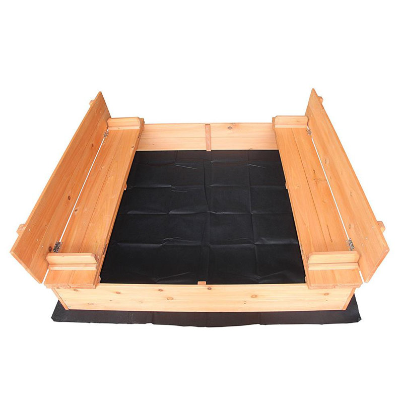 Bac à sable carré en bois massif de l 47,24 po x p 9,45 po