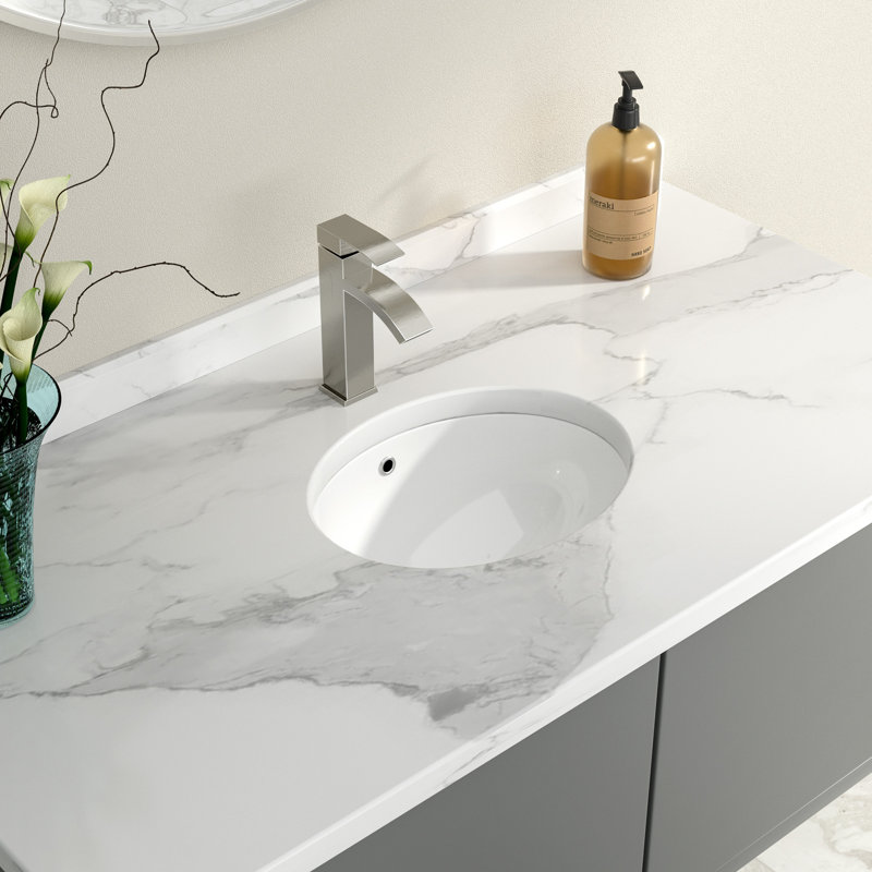 Lavabo de salle de bain encastrable ovale en céramique blanche avec trop-plein 16,5 "x l 13,4"