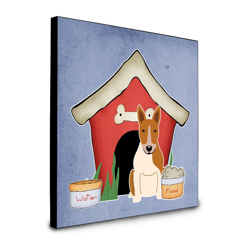 Panneau mural d’art collection dog house Scarvinia, Bull terrier rouge / blanc