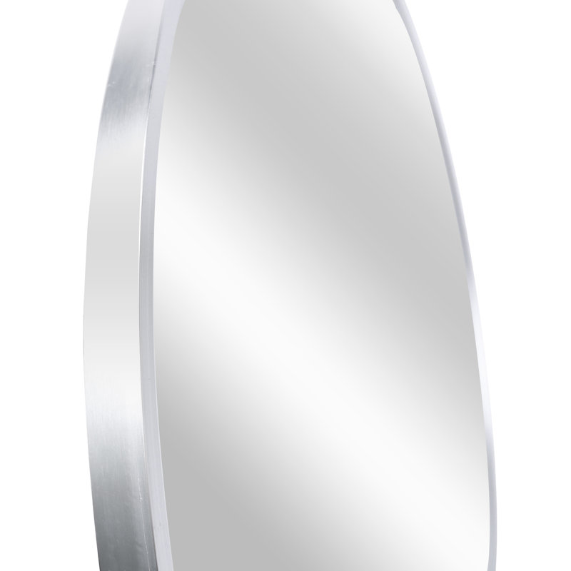 Miroir mural de salle de bain rond argenté de 36 pouces de diamètre - 4 mm sans verre, aluminium brossé, conception incassable pour cadre rouille