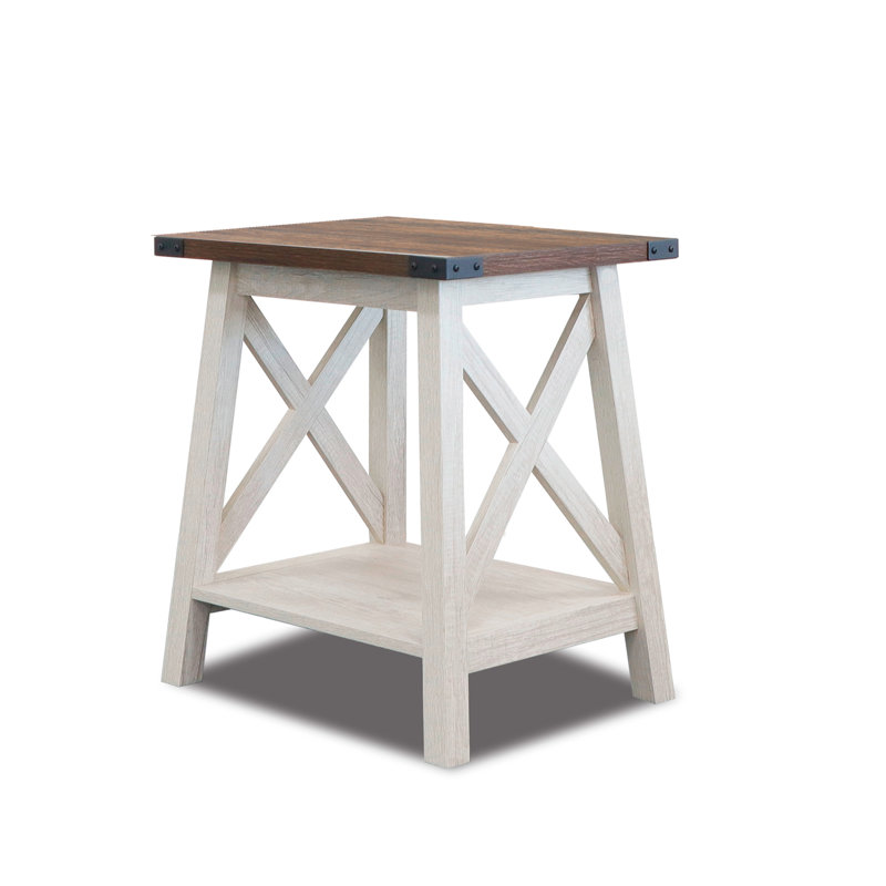 Seandrea End Table, Dark Walnut, White