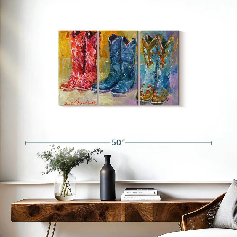 " Cowboy Boots " 3 - Pieces, 20" H x 33" W x 1.25" D