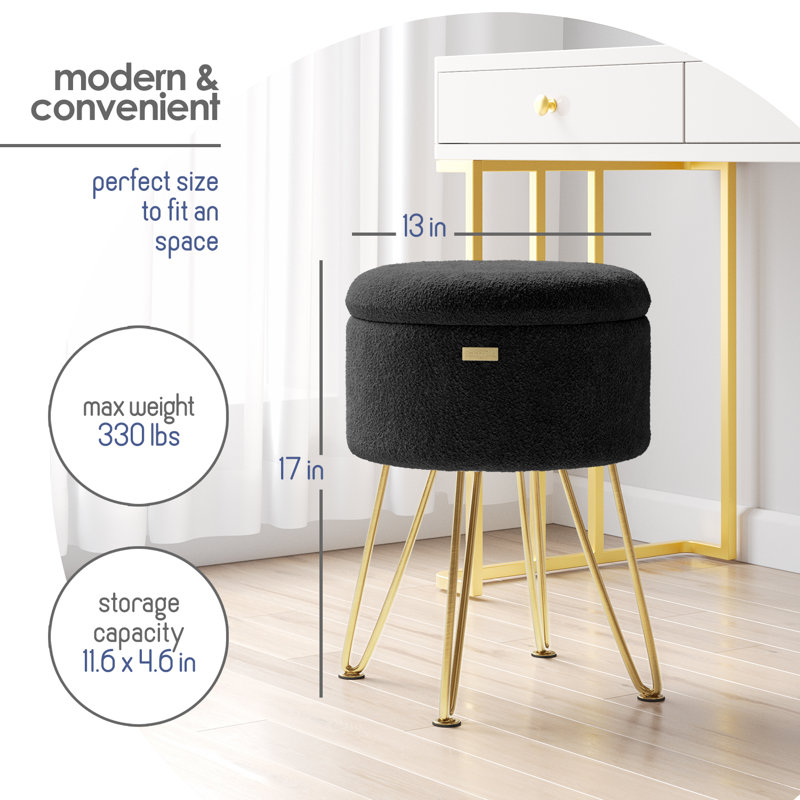 Table d'appoint moderne avec rangement, Doré, Boucle noire 
