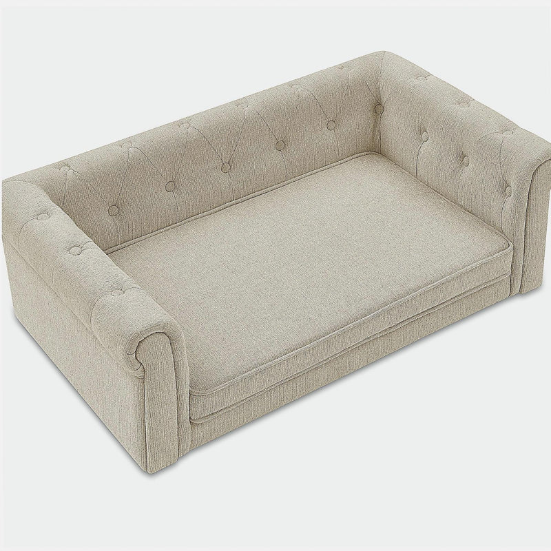 Élégant lit pour animaux de compagnie rectangulaire pour petits et moyens chiens, canapé-lit surélevé durable, canapé confortable pour chien, canapé moderne et élégant pour chiens de petite et moyenne taille, beige