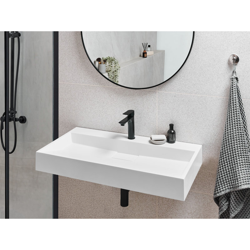 Wall Hung Basin QUENKO, White, 900cm H x 460cm W x 120cm D, 1