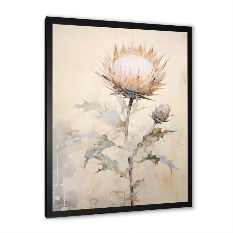 Impressions d'art murales sur chardon beige, Cadre simple noir, H 32 po x l 24 po