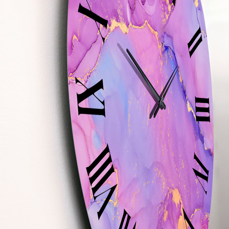 Horloge murale moderne mauve abstraite, fluide et fluide, Surdimensionné