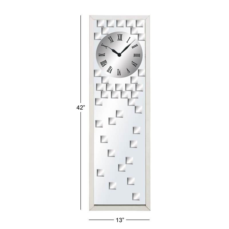 Bruton Glass Beveled Mirrored Silver Decorative Wall Clock