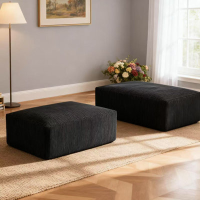 40.75" Wide Compression Corduroy Fluffy Ottoman for Living Room (Set of 2)