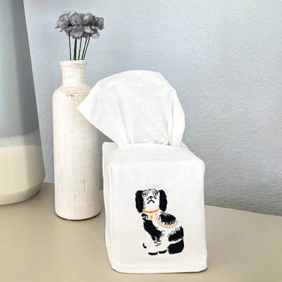 Housse pour boîte à mouchoirs fille et chien