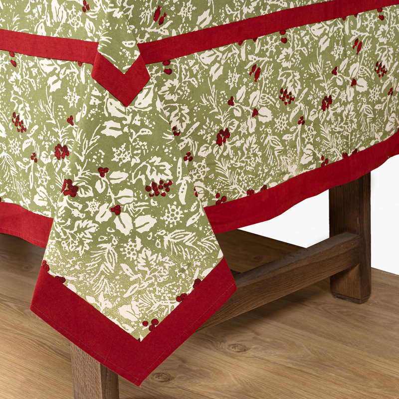 Baies De Houx Handmade Floral Tablecloth, 90" Square