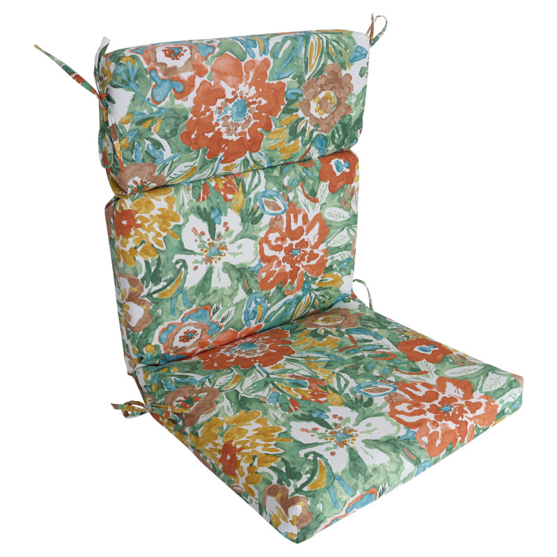 Coussin de chaise d'extérieur, L 18 po x P 18 po, Blanc / brume soleil rivière florale