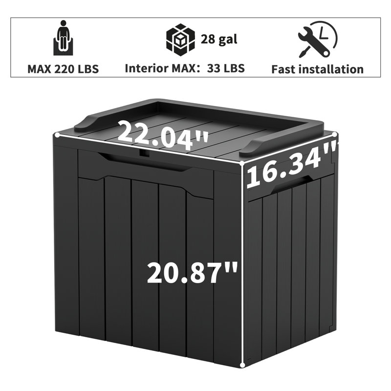 Devoko 32 Gallon Water Resistant Lockable Deck Box With Seat